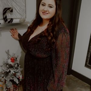 Long Sleeve Faux Wrap Rainbow Flowy Maxi Dress